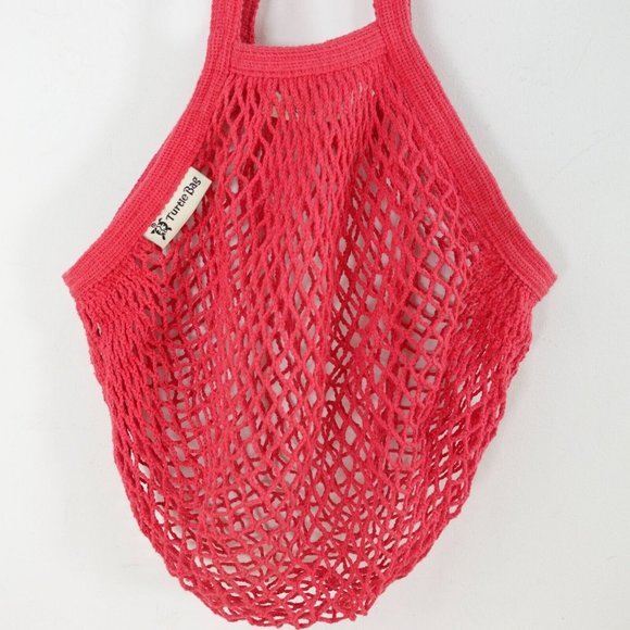 TURTLE‎ BAG Women Shoulder Fishnet Tote Organic Cotton Mesh Pink String Shopper - Picture 3 of 13